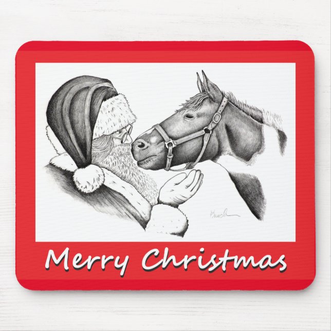 Christmas Santa and Paint Pinto Horse Mouse Pad (Front)
