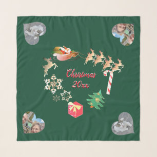Christmas Santa and Reindeer 2 Photos Scarf
