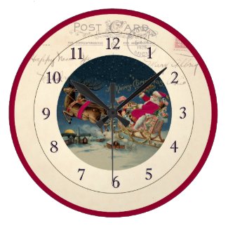 Christmas Santa and Reindeer Clock