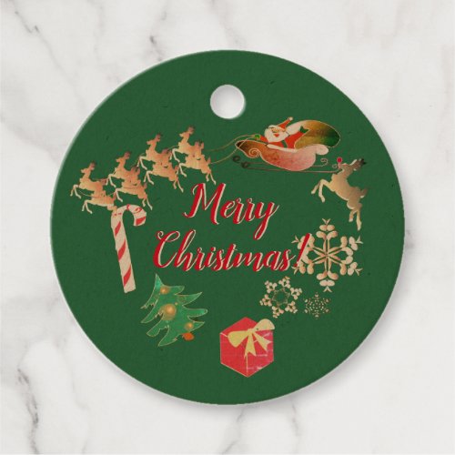 Christmas Santa and Reindeer Favor Tags