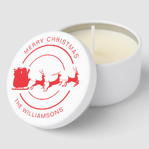 Christmas Santa and Reindeer Modern Red Mini Candle Favors