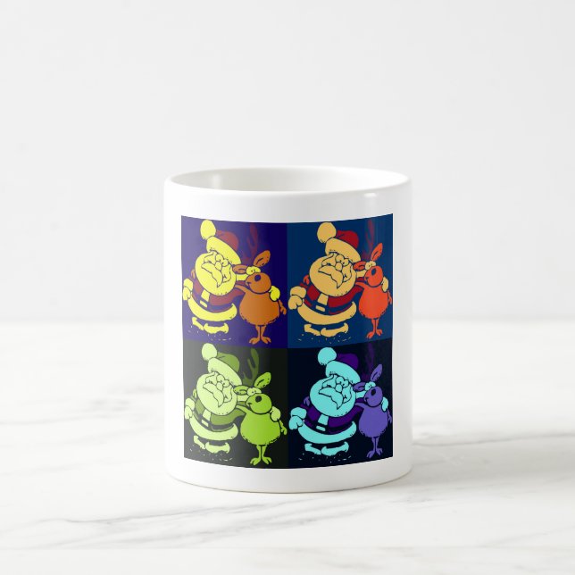 Christmas Santa and Reindeer Pop Art Coffee Mug (Center)