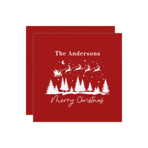 Christmas santa and reindeer sleigh   holiday card