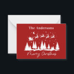 Christmas santa and reindeer sleigh  note card<br><div class="desc">Christmas traditional santa and reindeer sleigh design</div>