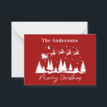 Christmas santa and reindeer sleigh  note card<br><div class="desc">Christmas traditional santa and reindeer sleigh design</div>