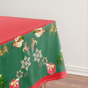 Christmas Santa and Reindeer Tablecloth