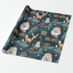 Christmas santa and reindeer  wrapping paper
