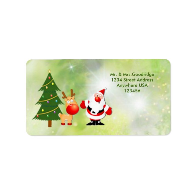 Christmas Santa and Rudolf Address Label (Front)