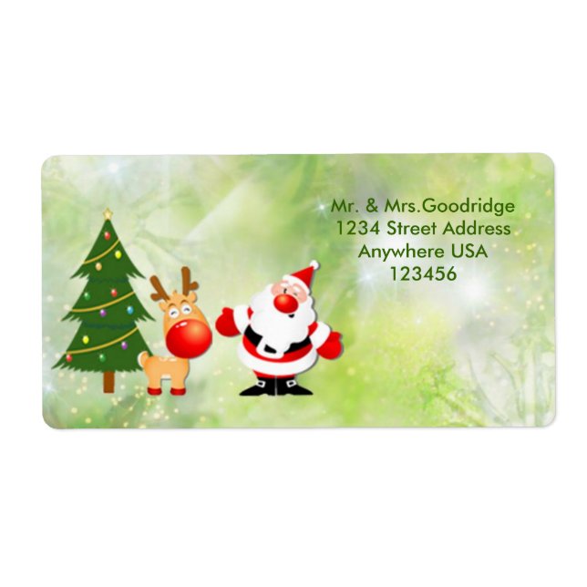 Christmas Santa and Rudolf Label (Front)