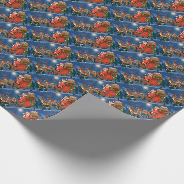 Christmas Santa and Sleigh Wrapping Paper (Corner)