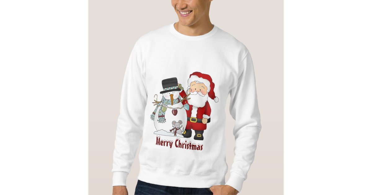 Christmas Santa and Snowman sweatshirt | Zazzle