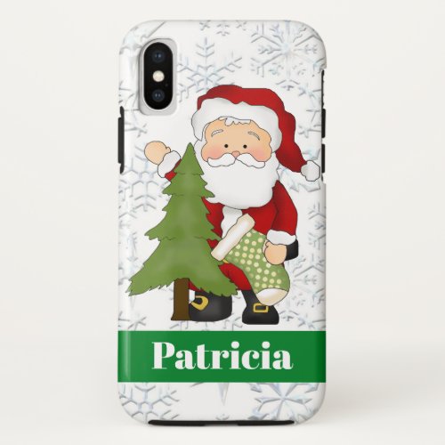 Christmas Santa and tree add name phone case ten