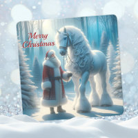 Christmas Santa and White Horse Magical