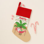 Christmas Santa at the beach add name stocking<br><div class="desc">design by Kristi W. Designs at www.graphicsnbits.com back by www.etsy.com/Shop/JLaurieStudio</div>