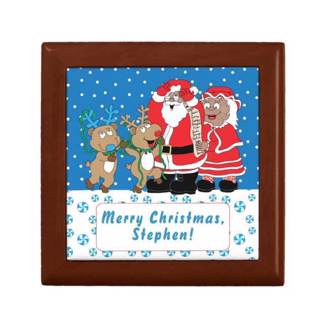 Christmas Santa at the North Pole Keepsake Box (Front)
