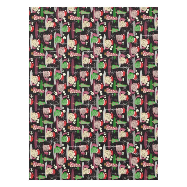 Christmas Santa Atomic Snails - MidCentury Modern Tablecloth (Front)