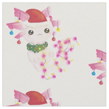 Christmas Santa Axolotl Fabric by funnychristmas at Zazzle