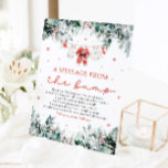 Christmas Santa Baby A Message From The Bump Sign<br><div class="desc">The Red Santa Gender Neutral Santa Baby Clothes Christmas Baby Shower "A Message From The Bump" Sign brings a festive, heartwarming touch to your holiday baby shower. With a bright red background accented by delicate snowflakes, eucalyptus greenery, and adorable Santa-inspired baby clothes, this sign invites guests to leave special messages,...</div>