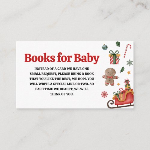 Christmas Santa Baby Baby Shower Books for Baby Enclosure Card