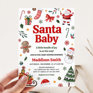 Christmas Santa Baby Baby Shower Invitation