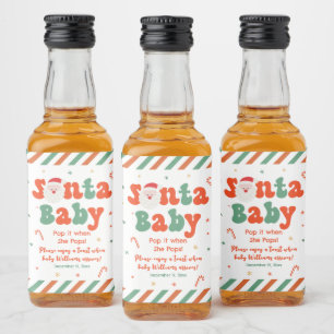 Christmas Santa Baby Baby Shower Liquor Bottle Label