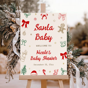 Christmas Santa Baby Baby Shower Welcome Foam Board