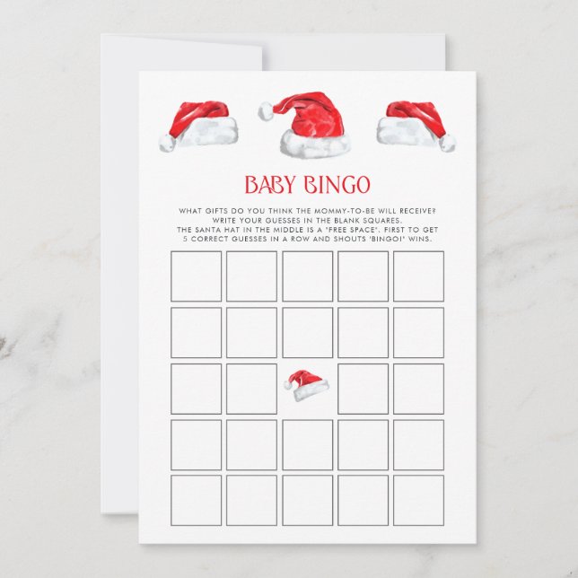 Christmas Santa Baby Bingo Baby Shower Game (Front)