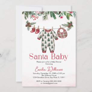 christmas santa baby Boy baby shower invitation