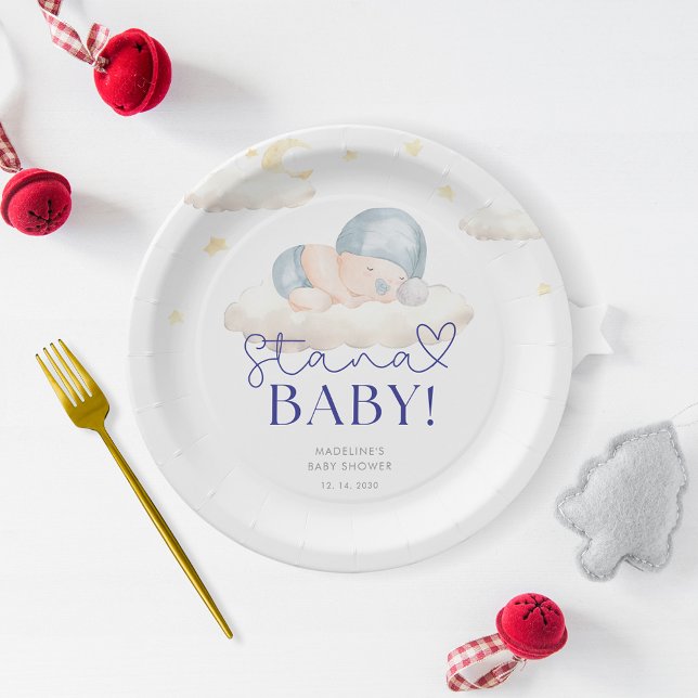 Christmas Santa Baby Boy Shower  Paper Plates (Creator Uploaded)