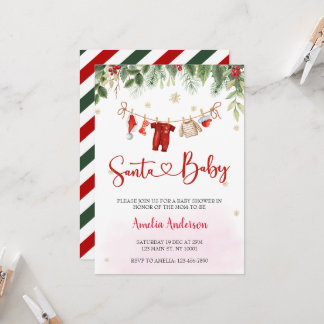 Christmas Santa Baby Boy Winter Baby Shower Invitation