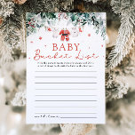 Christmas Santa Baby Bucket List Baby Shower Game Invitation<br><div class="desc">The Red Santa Baby Christmas Baby Bucket List Baby Shower Game is a festive and meaningful addition to your holiday baby shower! Decorated with a charming design of red Santa baby clothes, delicate red snowflakes, and touches of winter greenery eucalyptus, this game invites guests to suggest fun activities, milestones, and...</div>