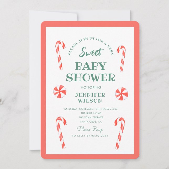 Christmas Santa Baby Candy Sweet Baby Baby Shower  Invitation (Creator Uploaded)