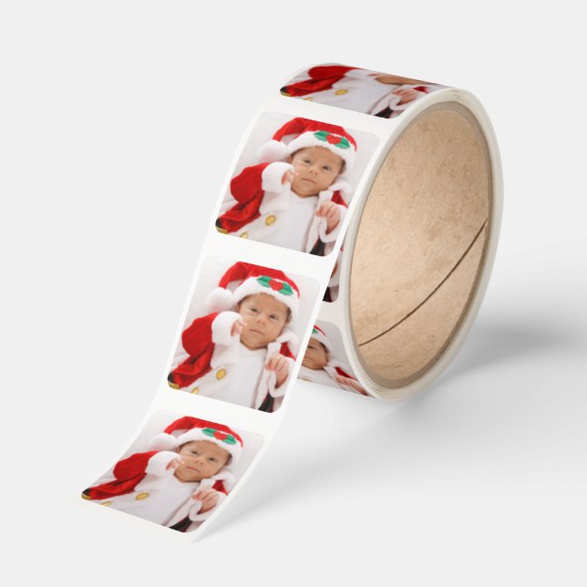 Christmas Santa Baby Custom Photo Square Roll Sticker (Roll)
