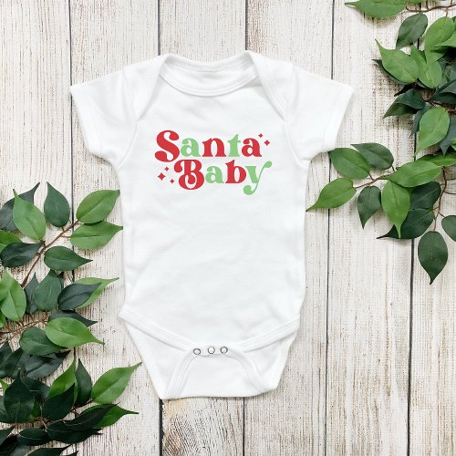 Christmas Santa Baby Cute Modern Typography Script Baby Bodysuit