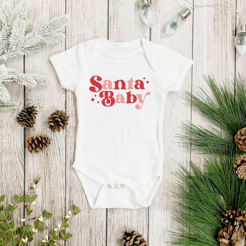 Christmas Santa Baby Cute Modern Typography Script Baby Bodysuit