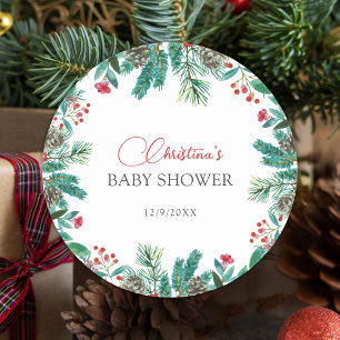 Christmas Santa Baby Gender-Neutral Personalized Classic Round Sticker