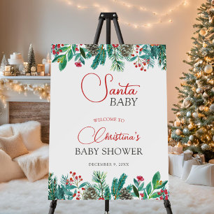 Christmas Santa Baby Gender-Neutral Welcome Sign