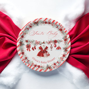 Christmas Santa Baby Girl Baby Shower Paper Plates