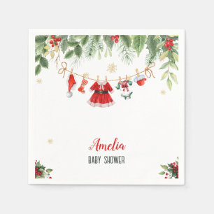 Christmas Santa Baby Girl Clothes Baby Shower Napkins