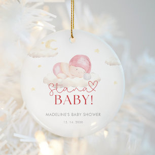 Christmas Santa Baby Girl Shower  Ceramic Ornament