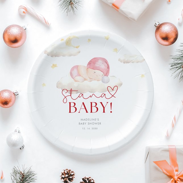 Christmas Santa Baby Girl Shower  Paper Plates (Creator Uploaded)