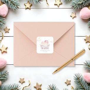 Christmas Santa Baby Girl Shower  Square Sticker