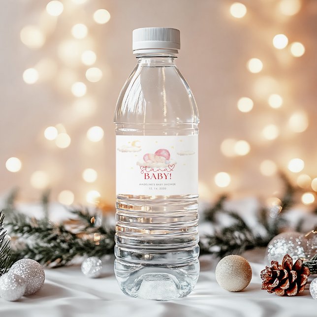 Christmas Santa Baby Girl Shower  Water Bottle Label (Creator Uploaded)