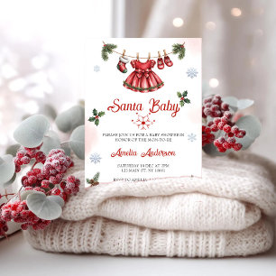 Christmas Santa Baby Holiday Baby Shower Invitation
