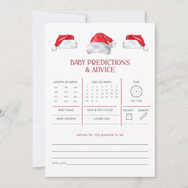 Christmas Santa Baby Predictions Advice Game (Front)