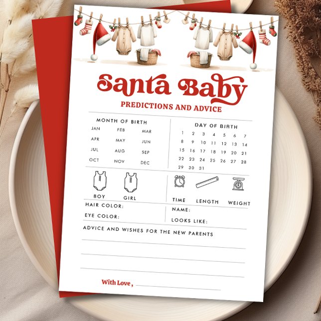 Christmas Santa Baby Predictions Advice Game Card (Christmas Santa Baby Predictions Advice Game Card)