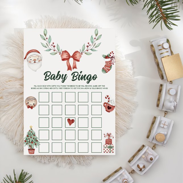 Christmas Santa Baby Shower Baby Bingo Games Card (Creator Uploaded)