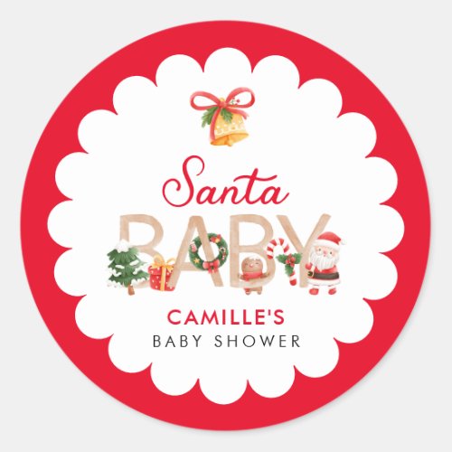 Christmas Santa Baby Shower Classic Round Sticker