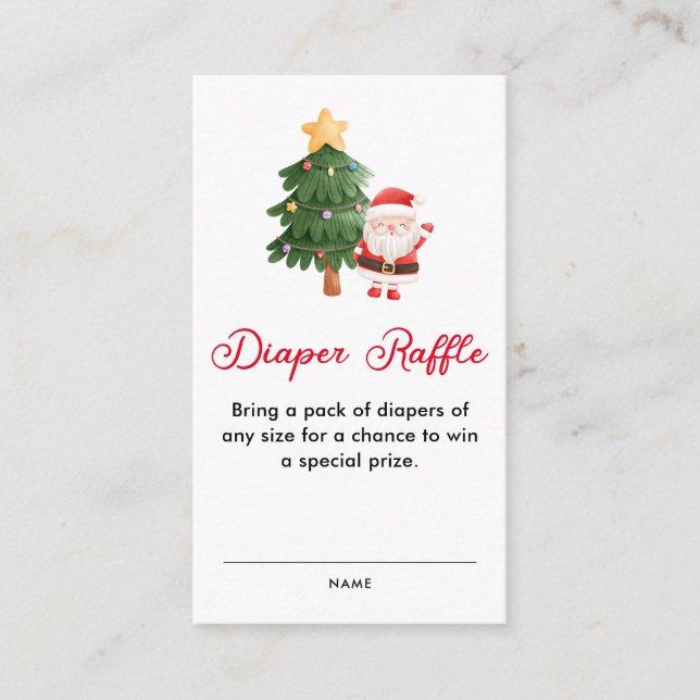 Christmas Santa Baby Shower Diaper Raffle Enclosure Card (Front)