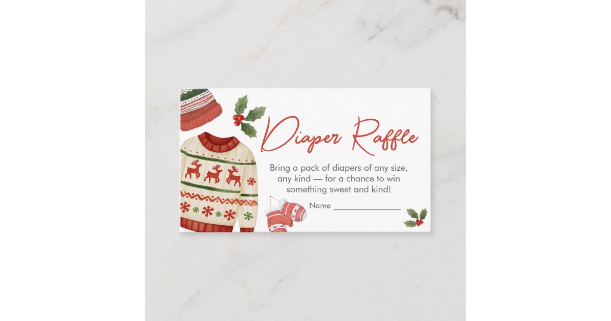 Sun Santa Raffle Christmas Santa Baby Shower Diaper Raffle Enclosure Card | Zazzle